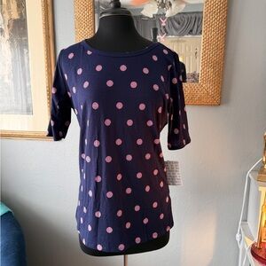 NWT!! 💙💗 LuLaRoe Navy and Pink Polka Dot Short Sleeve Top